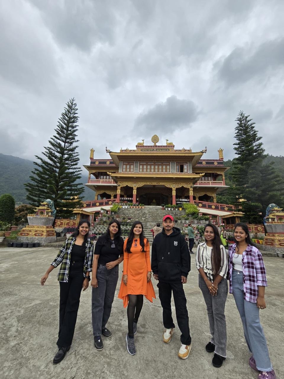 Tour group photo at Dirang Monastery