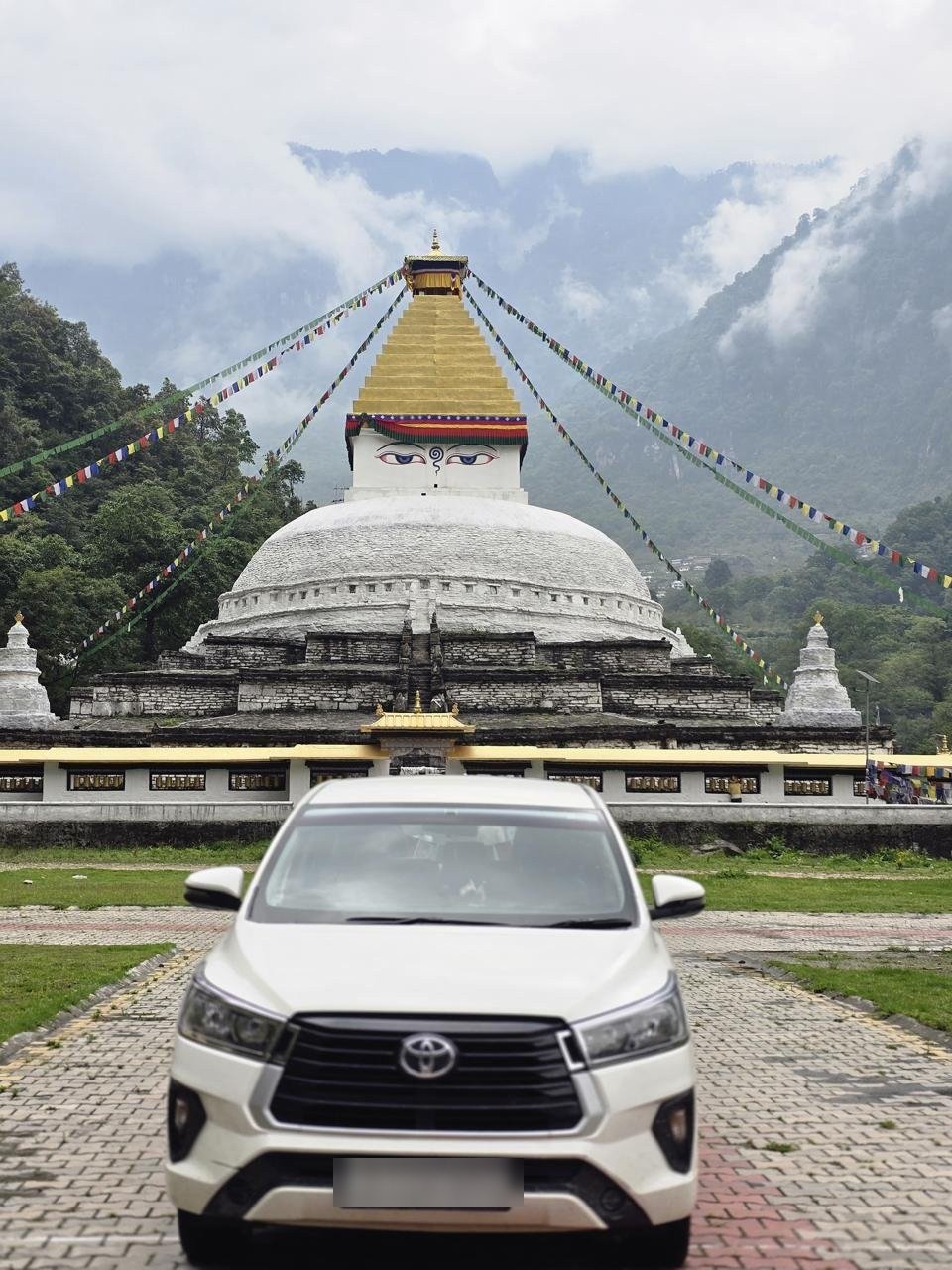 Dorjee Tours and Travels vehicle at Gorsam Chorten, Zemithang near Tawang